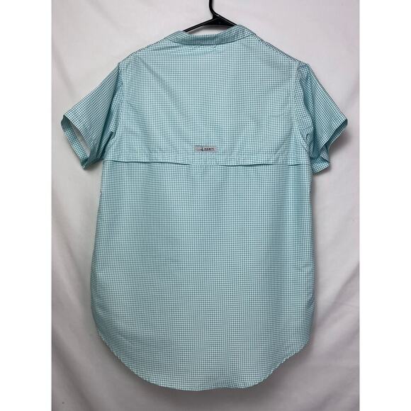 Habit Womens Large Green/White Short Sleeve Button Down Vented Fishing Shirt - Picture 8 of 8